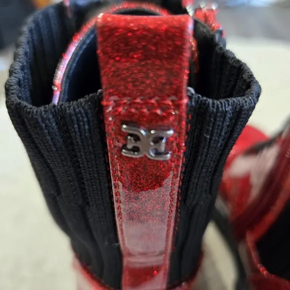 🐢 Sam Edelman Kids Lydell Boots Size 2 Sparkly Red Combat Boots!