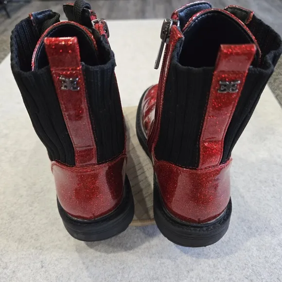 🐢 Sam Edelman Kids Lydell Boots Size 2 Sparkly Red Combat Boots!