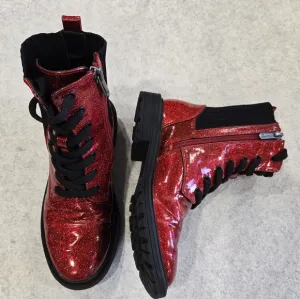 🐢 Sam Edelman Kids Lydell Boots Size 2 Sparkly Red Combat Boots!