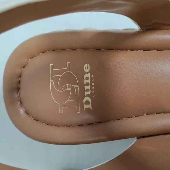 05400 Dune London ecru Linnie leather cross step platform sandals 9