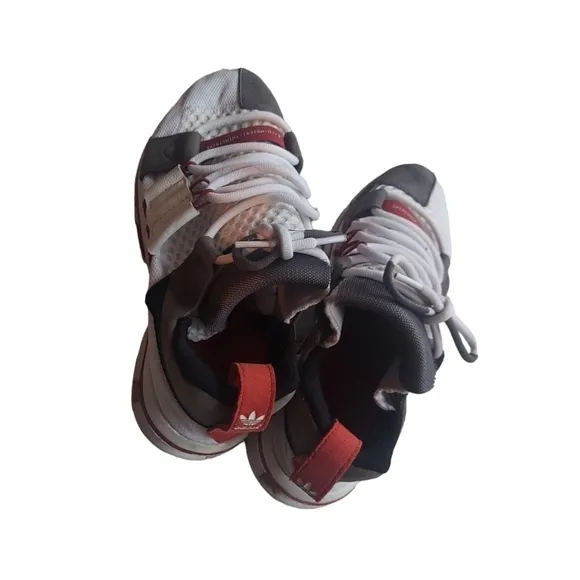 11 Adidas white and gray and red.