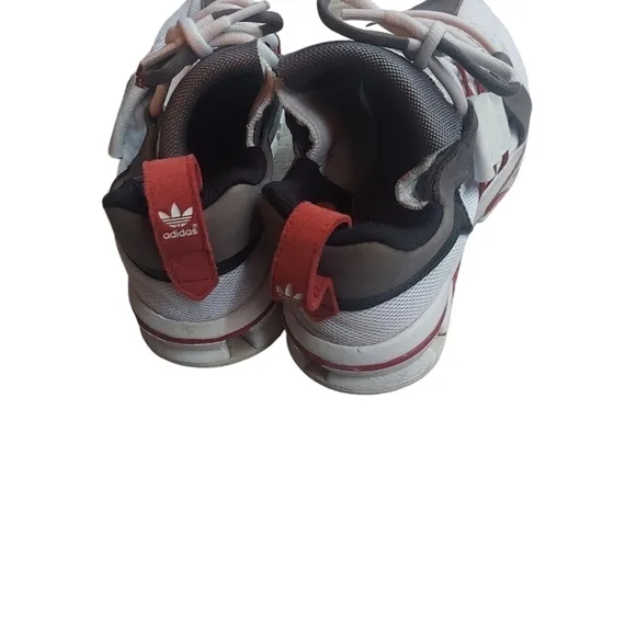 11 Adidas white and gray and red.