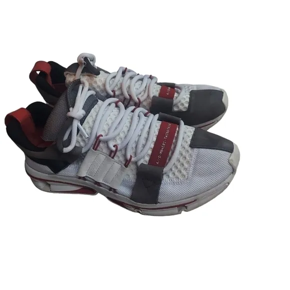 11 Adidas white and gray and red.