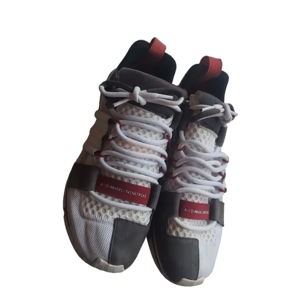 11 Adidas white and gray and red.