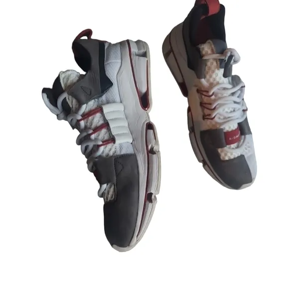 11 Adidas white and gray and red.