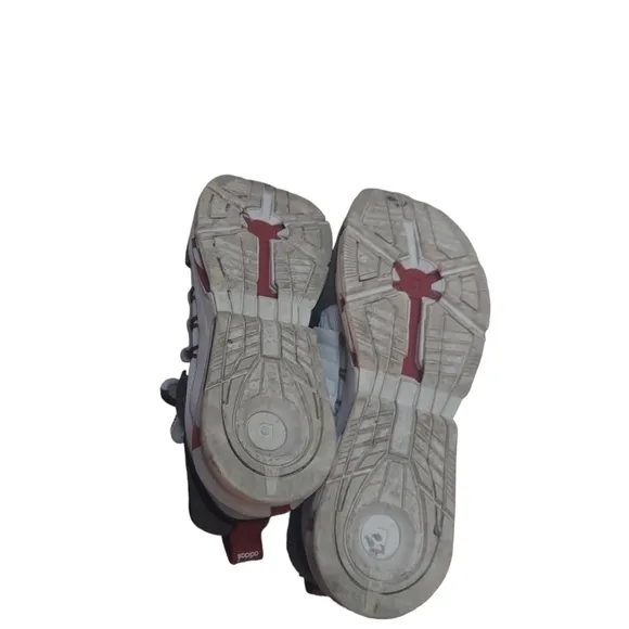 11 Adidas white and gray and red.