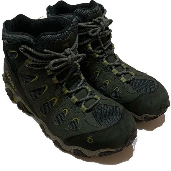 12 / Oboz Sawtooth Mid Waterproof Olive Green Hiking Boots