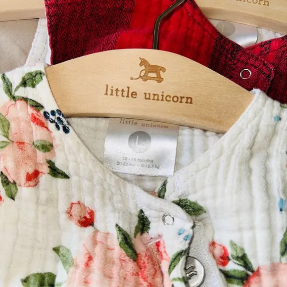 2 Little Unicorn Muslin Rompers