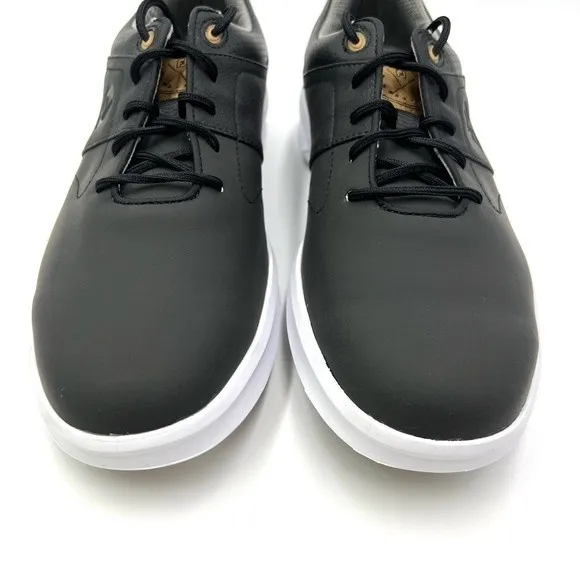 7.5XW FootJoy Men's 54180 Contour Series Black Leather Tan Golf Sneakers Shoes