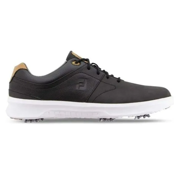 7.5XW FootJoy Men's 54180 Contour Series Black Leather Tan Golf Sneakers Shoes