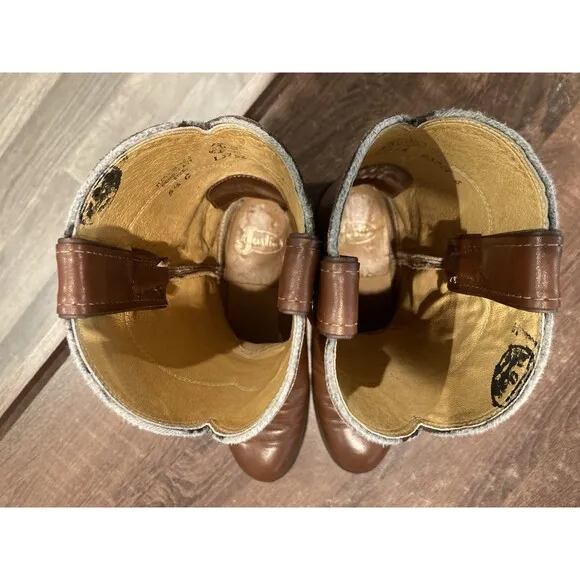90s Justin Roper Womens 5.5C Brown Leather Cowboy Western Boots L3756 Cognac Vtg