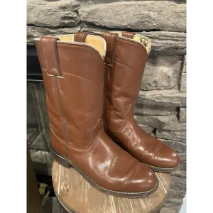 90s Justin Roper Womens 5.5C Brown Leather Cowboy Western Boots L3756 Cognac Vtg