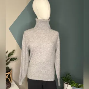 90s Vintage Loo &amp; Boo Turtleneck Sweater Lambswool Angora Blend Gray Size S-M