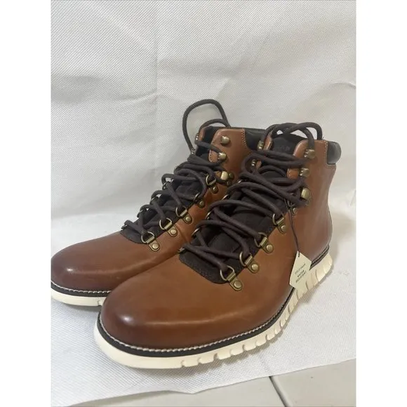 9.5 NEW Mens Cole Haan Zerogrand Causal Waterproof Brown Leather Hiker Boot