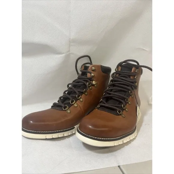 9.5 NEW Mens Cole Haan Zerogrand Causal Waterproof Brown Leather Hiker Boot