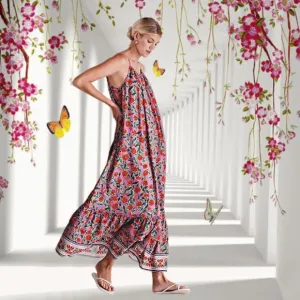 A Pea In The Pod Floral Maxi Dress Sleeveless Lightweight Oversized Maternity