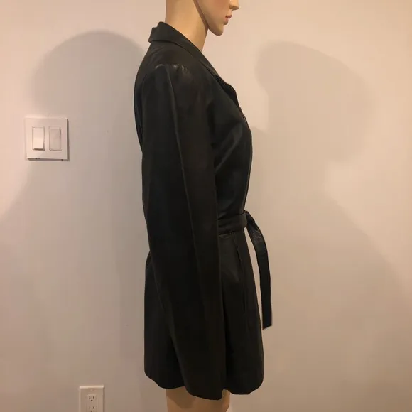 A STAPLE✨Worthington Woman’s Black Leather Belted Jacket😍 NWOT