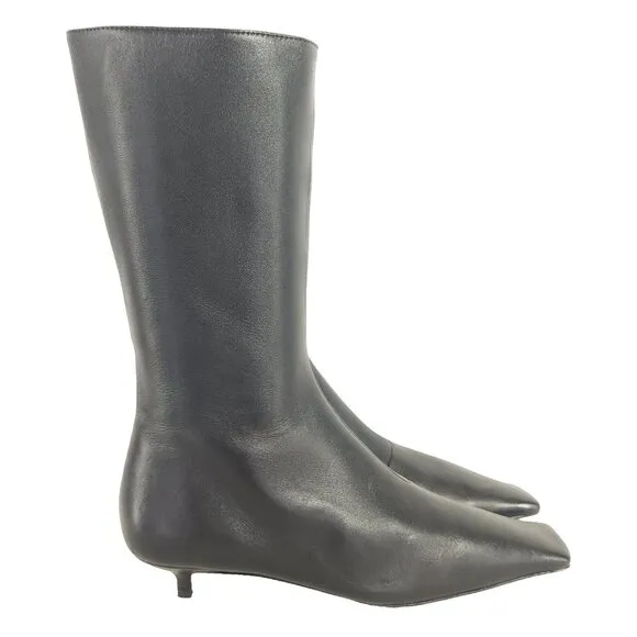 Abra Lord Boots Size 38 US 8 Womens Black Kitten Heel Leather $540
