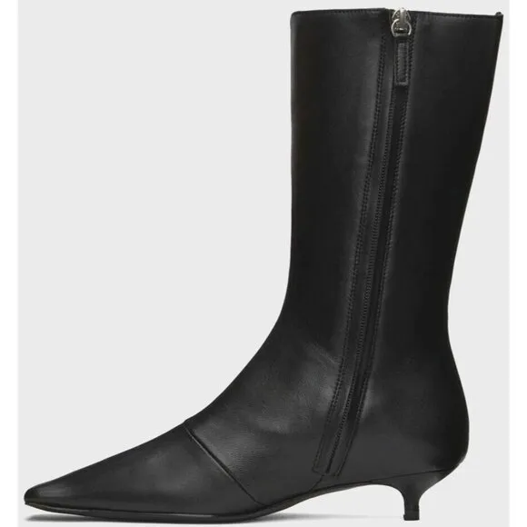 Abra Lord Boots Size 38 US 8 Womens Black Kitten Heel Leather $540