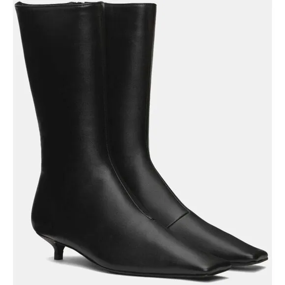 Abra Lord Boots Size 38 US 8 Womens Black Kitten Heel Leather $540