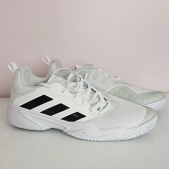 Adidas Mens Barricade Tennis Shoes, size 13, White and Black