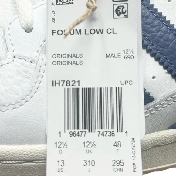 Adidas Men’s Forum Low CL IH7829 Core White / Royal Blue Size 13