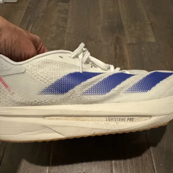 ADIDAS Men's White and Blue Running Shoes Size 12 Lightstrike Pro Adizero Sports