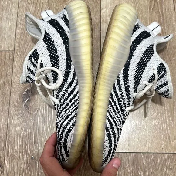 Adidas Mens Zebra Yeezy Boost 350 V2 Trainers Athletic Sneaker Shoes Size 11.5