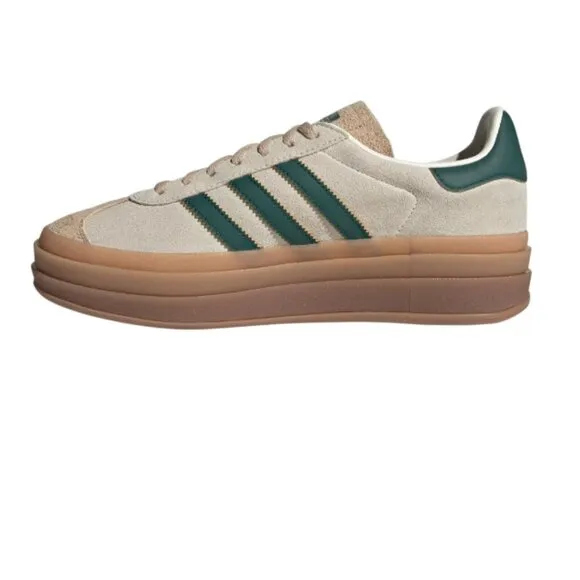 adidas Originals Women's Gazelle Bold Shoes - Color: Cream/Green