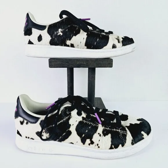 Adidas Stan Smith Cow Print Pony Hair Sneakers, Sz 6