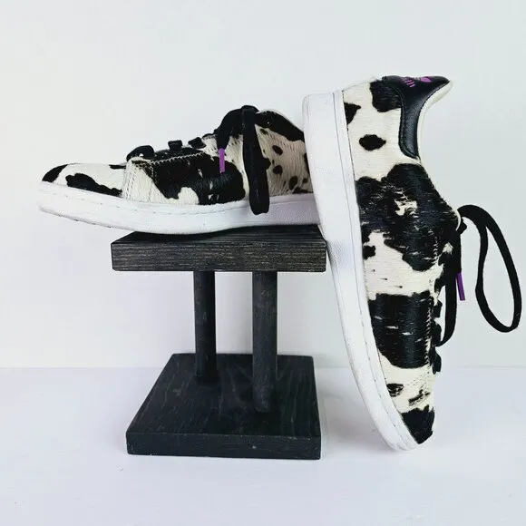 Adidas Stan Smith Cow Print Pony Hair Sneakers, Sz 6