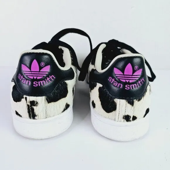Adidas Stan Smith Cow Print Pony Hair Sneakers, Sz 6