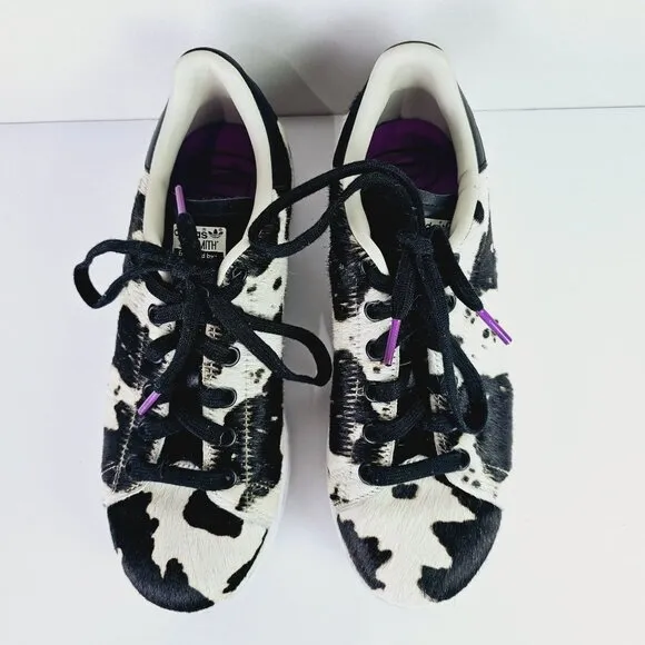 Adidas Stan Smith Cow Print Pony Hair Sneakers, Sz 6