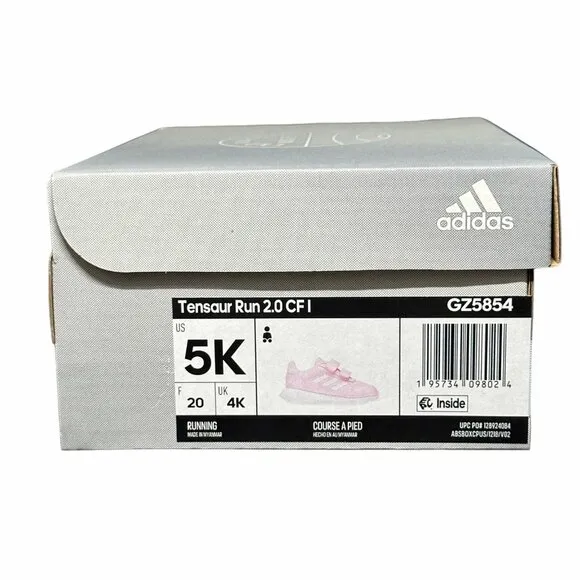 ⭐Adidas Tensaur Run Sz 5K Baby Girls Sneakers Pink White Lightweight Comfy Shoes