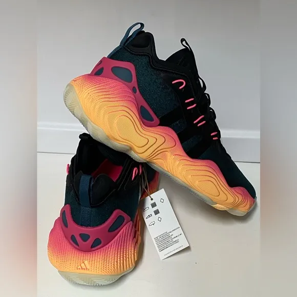 Adidas Trae Young 3 J Pink Acid Orange Black Men's Basketball Shoes SZ 10