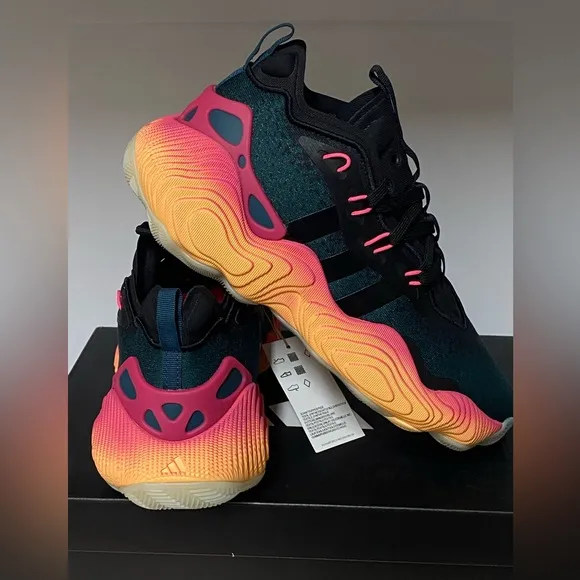 Adidas Trae Young 3 J Pink Acid Orange Black Men's Basketball Shoes SZ 10