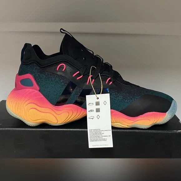Adidas Trae Young 3 J Pink Acid Orange Black Men's Basketball Shoes SZ 10
