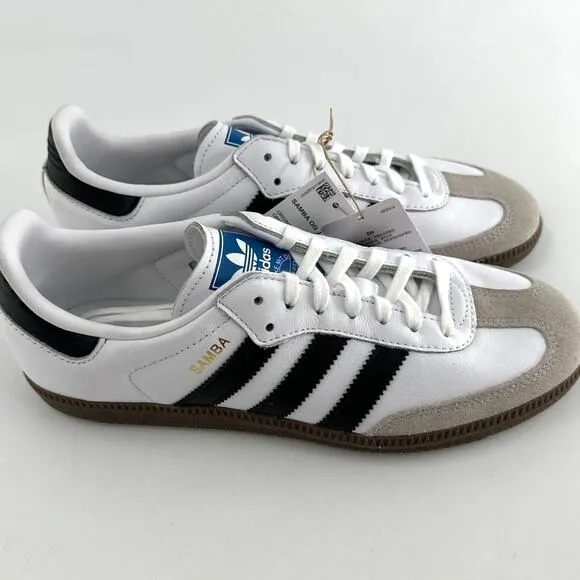 Adidas Unisex Kids Cloud White Core Black Gum Samba OG Shoes Size 7