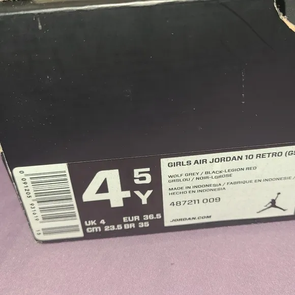Air Jordan 10 Gs Retro Wolf Grey Black Legion Size 4.5Y
