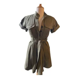 A.L.C. Bryn Belted A-line Dress - Army Green - Size 0 - Excellent Condition