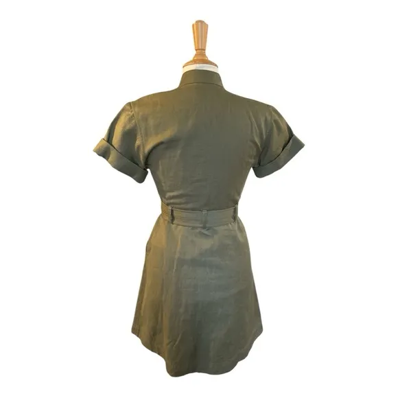 A.L.C. Bryn Belted A-line Dress - Army Green - Size 0 - Excellent Condition