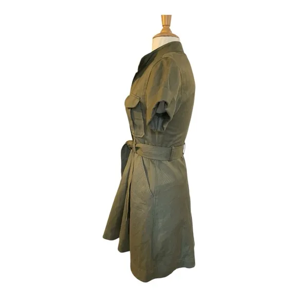 A.L.C. Bryn Belted A-line Dress - Army Green - Size 0 - Excellent Condition