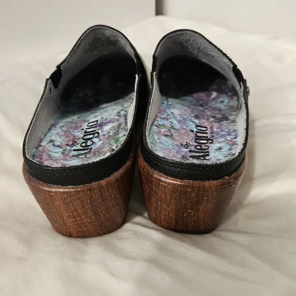 ALEGRIA Sereniti Obsidian Comfortable Wedge Leather Clogs Size 37/US 7-7.5 EUC