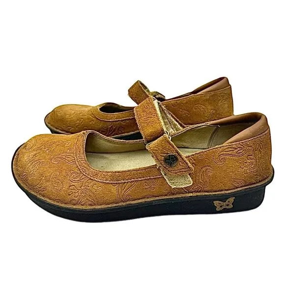Alegria Womens  Comfortable Mules Clogs Strap Size 36 US 5.5 Pre-Owned Tan