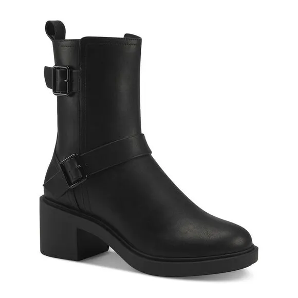 ALFANI Womens Black Buckle Accent Chantal Round Toe Block Heel Heeled Boots 11 M
