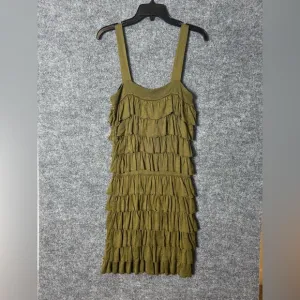 Alice &amp; Olivia Olive Green Ruffle Dress - Size Small (S), NWT