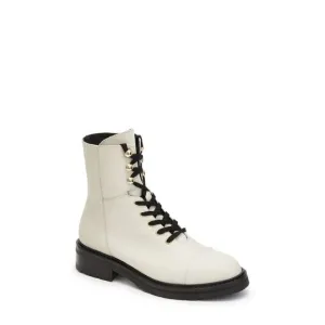 ALL SAINTS Womens Ivory Up Cap Toe Dusty Toe Block Heel Leather Combat Boots 9