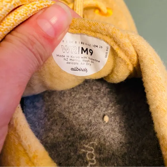 Allbirds Mens Wool Runner Tuke Yellow Running Shoes Size 9
