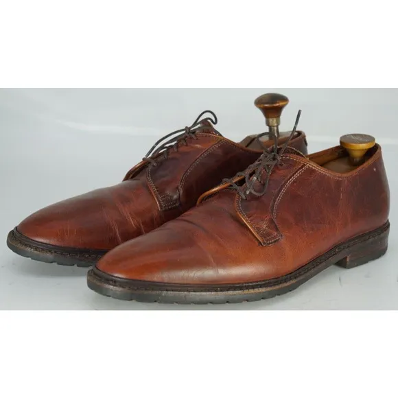 Allen Edmonds BLACK HILLS Walnut Leather Plain Toe Derby Shoe Size 9.5 B
