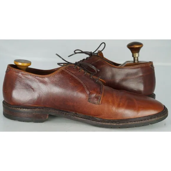 Allen Edmonds BLACK HILLS Walnut Leather Plain Toe Derby Shoe Size 9.5 B